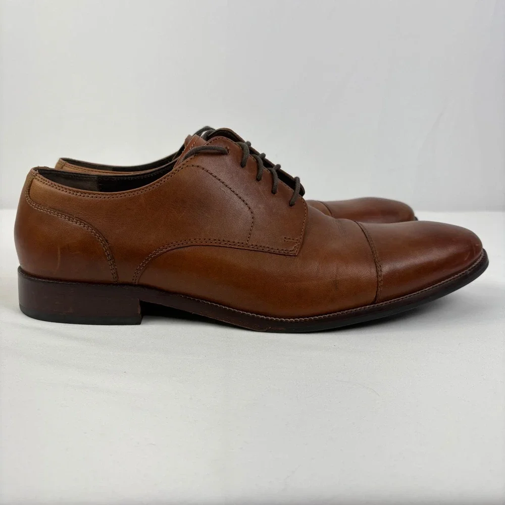 Cole Haan Mens Benton Cap Toe British Tan Leather Derby Oxford Shoes Size 11 M